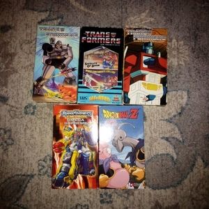 Lot of Vintage cartoon Transformers + Dragonball Z VHS tapes